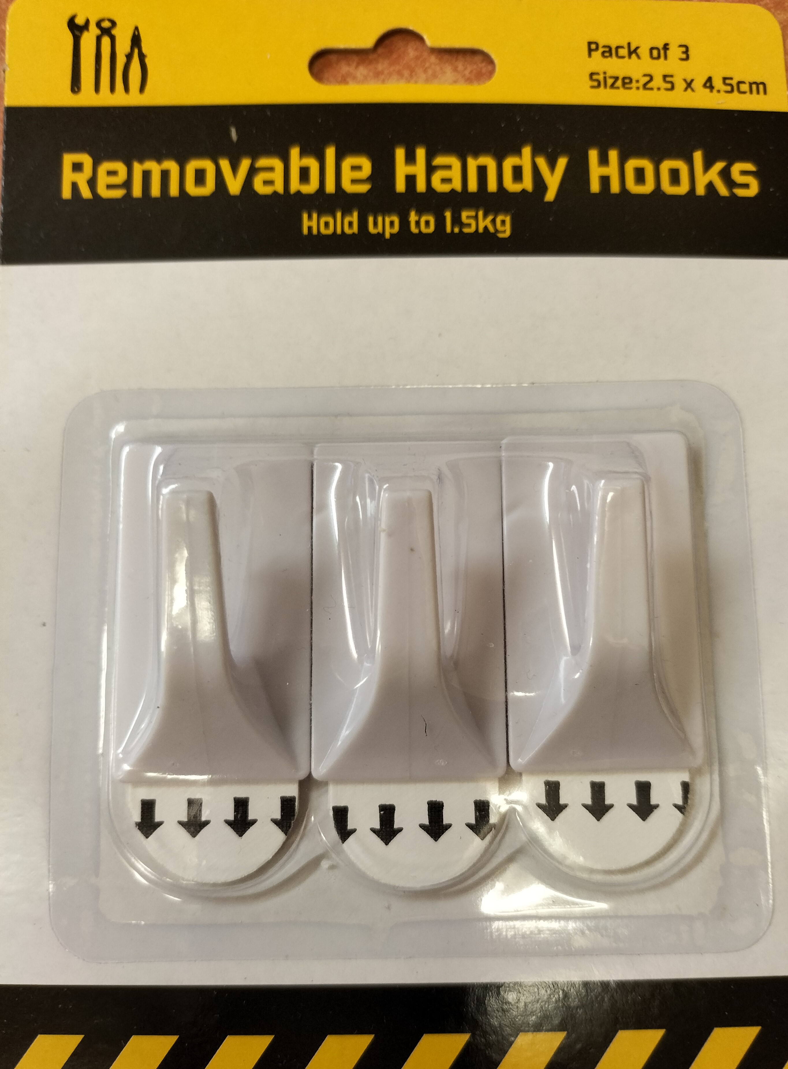 Removeable Hooks White Med. Pk3 (Hold 1.5kg)